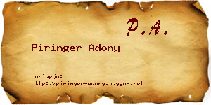 Piringer Adony névjegykártya